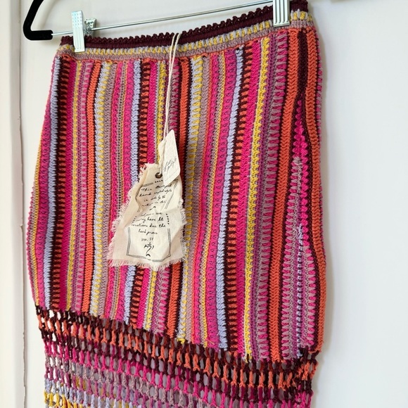 NWT Free People Bali Sunrise Skirt Crochet Knit Mid Rise Long Maxi Rainbow - Picture 8 of 15